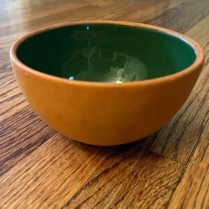 Vintage Rare Romertopf Terra Rosa Mexico Soup Bowl With Glazed Green Interior